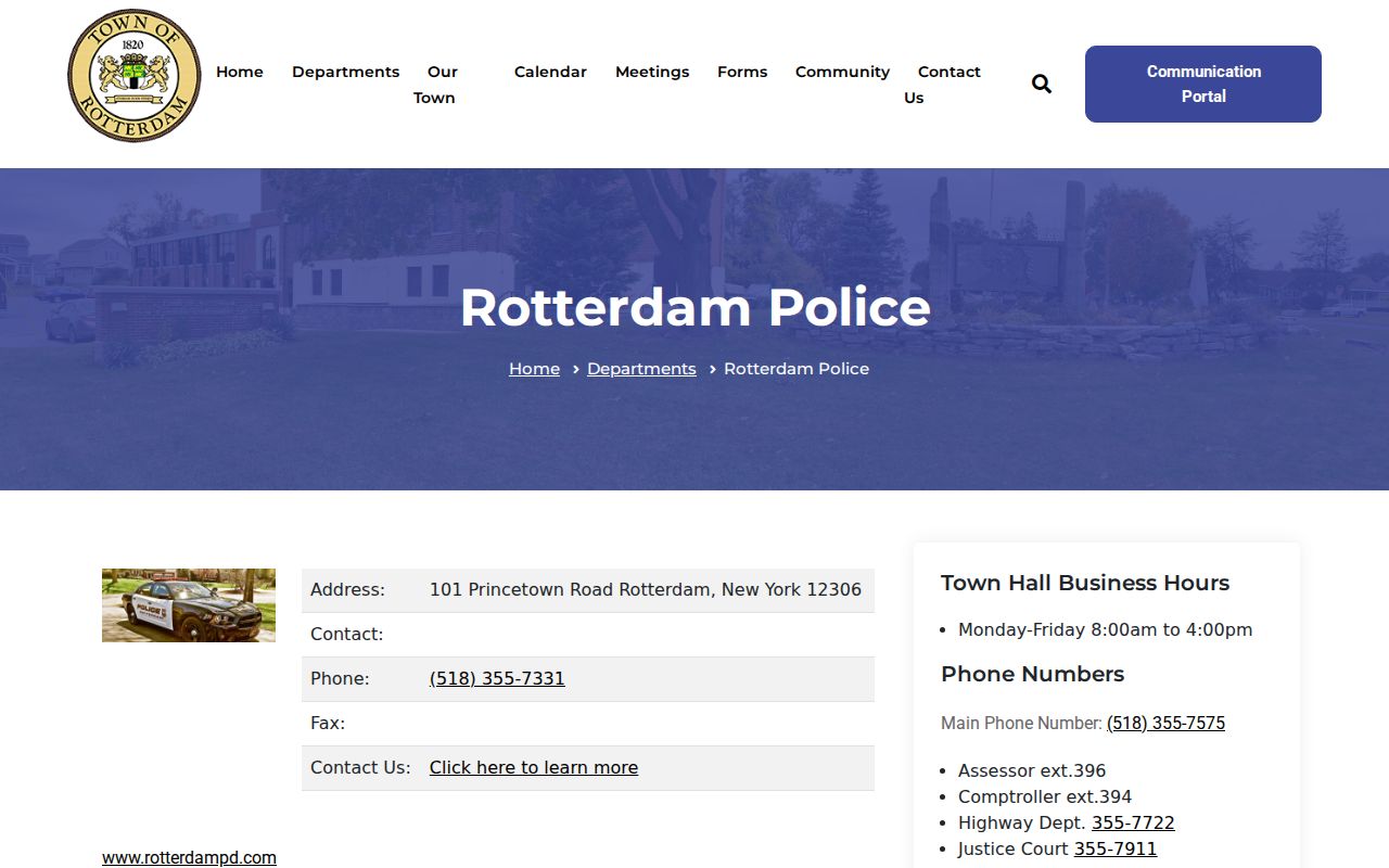 Rotterdam Police Department source for Schenectady County criminal records