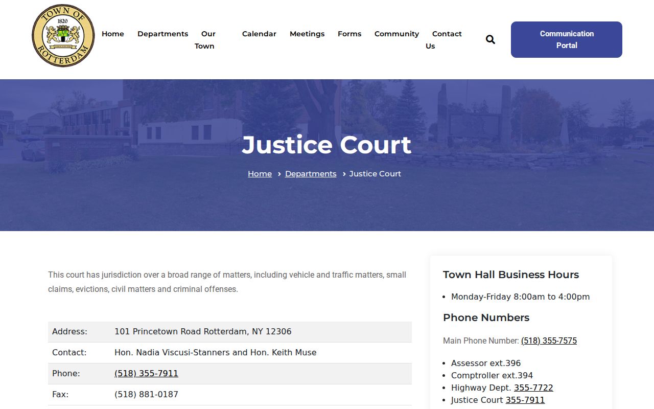 Rotterdam Justice Court source for Schenectady County criminal records