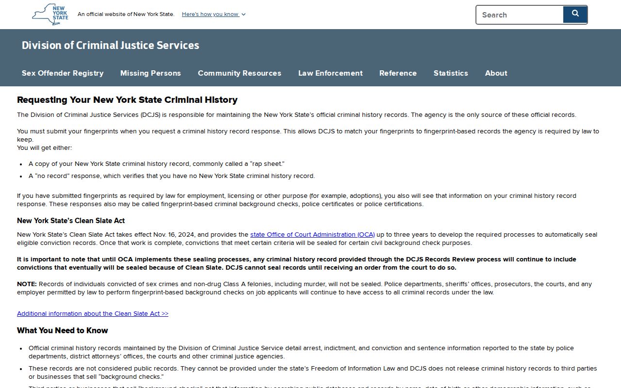 Schenectady County criminal records DCJS personal review instructions