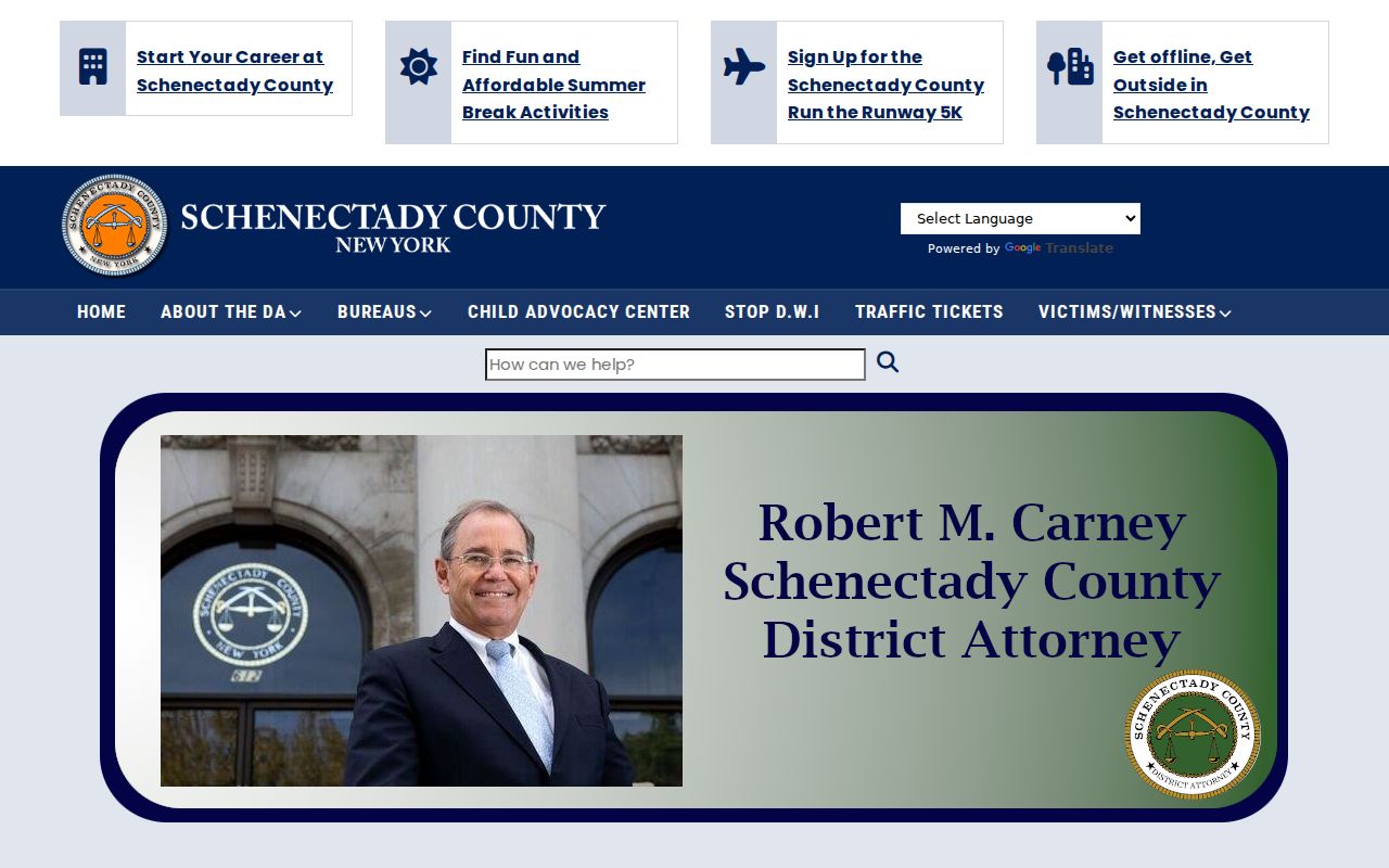 Schenectady County criminal cases and District Attorney services
